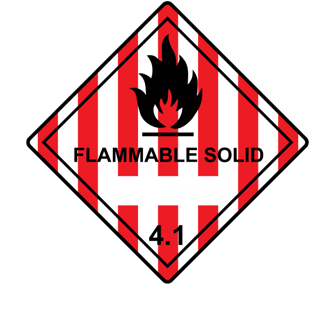 Flammable Solid 4.1 Labels, with White Box - Hazard Warning Diamonds