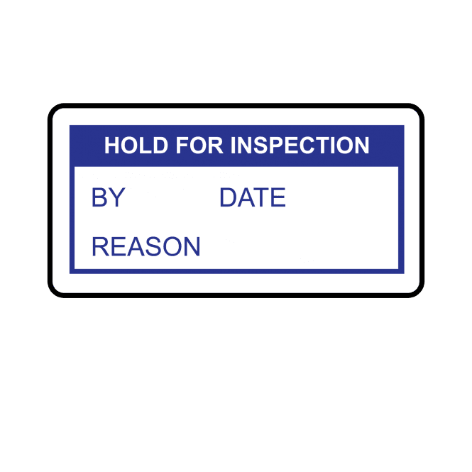 Hold For Inspection Labels in Blue