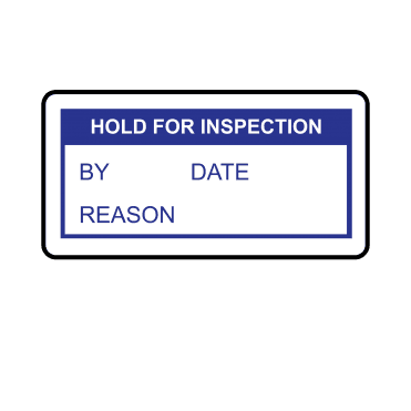 Hold For Inspection Labels in Blue