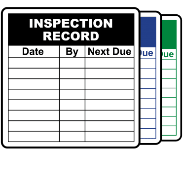 Inspection Record Labels - Design 2. Choice of colours