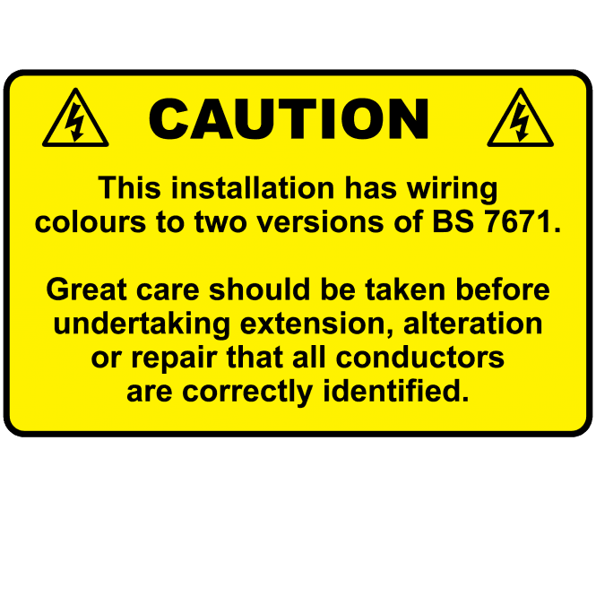 Large Caution Cable Colour Harmonisation - Harmonised Wiring Labels