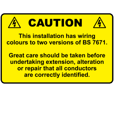 Large Caution Cable Colour Harmonisation - Harmonised Wiring Labels