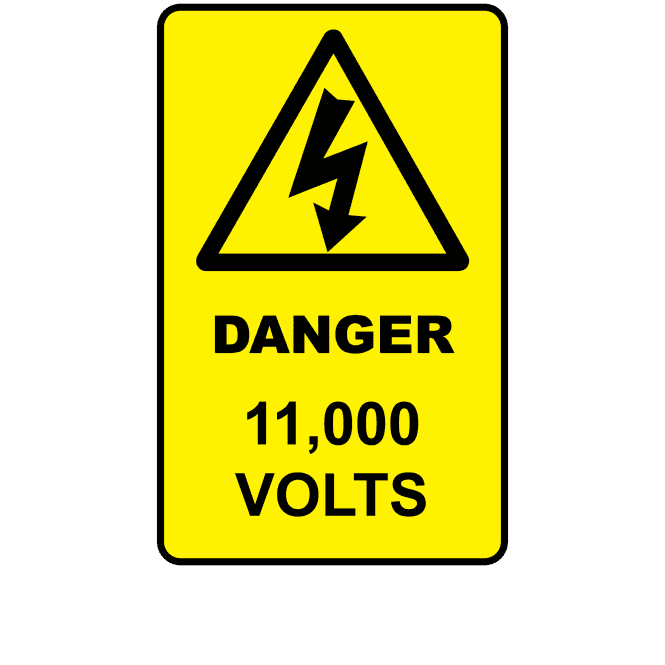 Large Danger 11,000 Volts - Voltage Labels