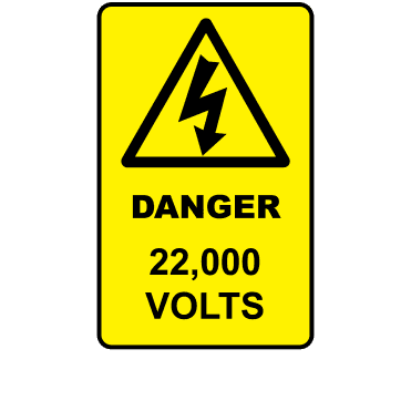Large Danger 22,000 Volts - Voltage Labels