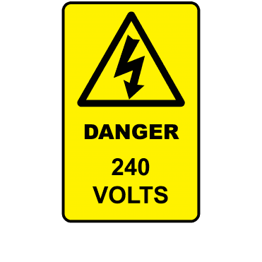 Large Danger 240 Volts - Voltage Labels