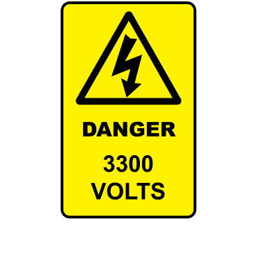 Large Danger 3300 Volts - Voltage Labels