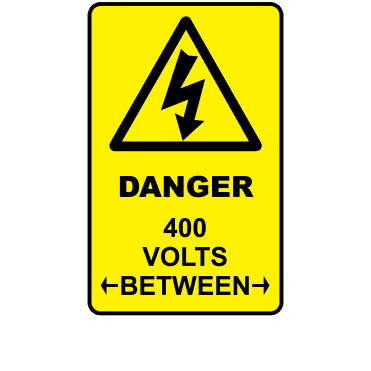 Large Danger 400 Volts Between - Voltage Labels