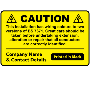 Large Personalised Caution Cable Colour Harmonisation - Harmonised Wiring Labels