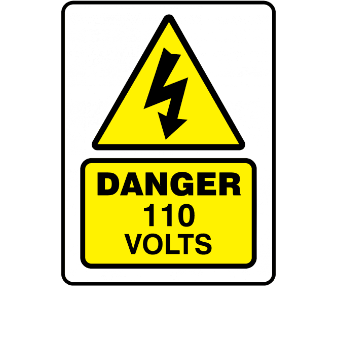 Large Super Stick Danger 110 Volts - Electrical Warning Labels