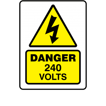 Large Super Stick Danger 240 Volts - Electrical Warning Labels