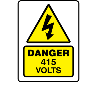 Large Super Stick Danger 415 Volts - Electrical Warning Labels