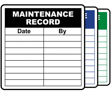 Maintenance Record Labels - Design 1. Choice of colours