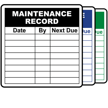 Maintenance Record Labels - Design 2. Choice of colours