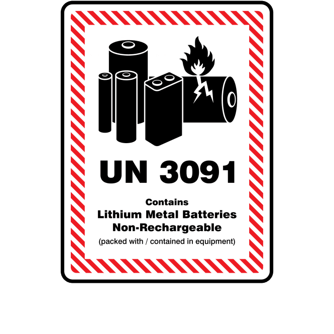 Medium UN 3091 Lithium Metal Battery Labels