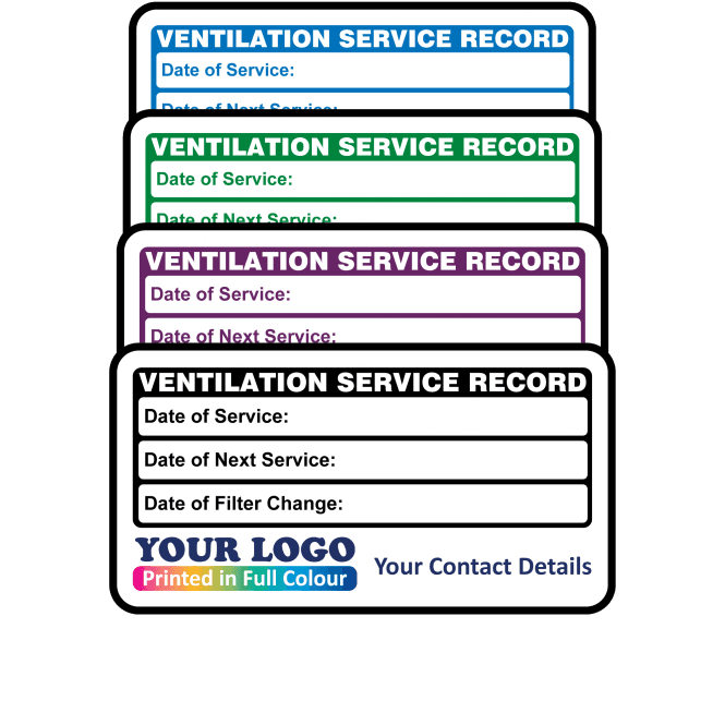 Midi Personalised Ventilation Service Record Labels. Choice of Colours