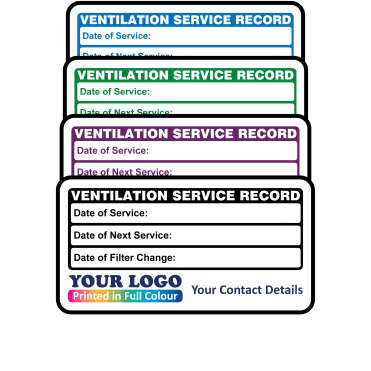 Midi Personalised Ventilation Service Record Labels. Choice of Colours