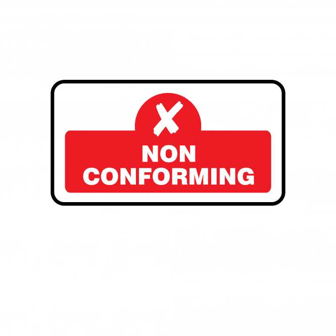Midi Quality Assurance Non Conforming Labels in Red. Full Colour Edition.