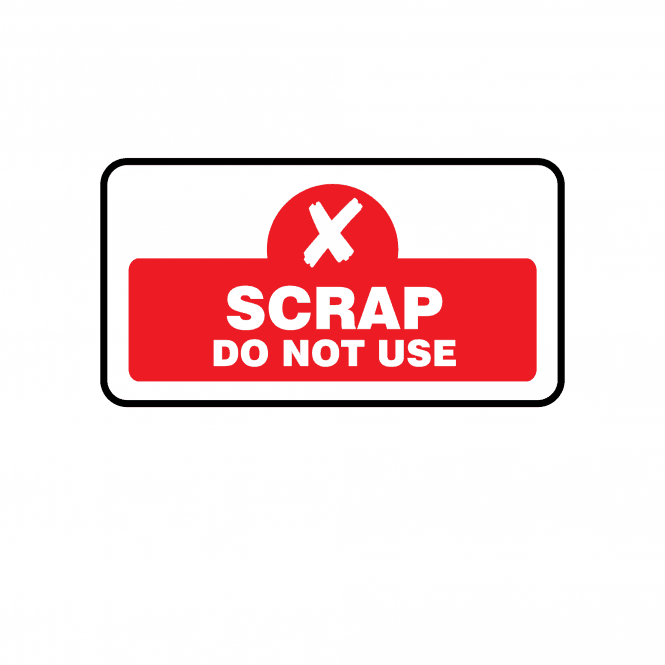 Midi Quality Assurance Scrap Do Not Use Labels in Red. Full Colour Edition.