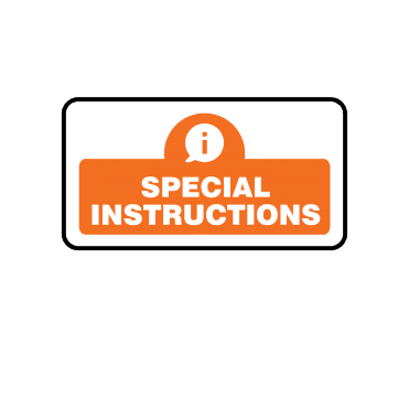 Midi Quality Assurance Special Instructions Labels in Orange. Full Colour Edition.