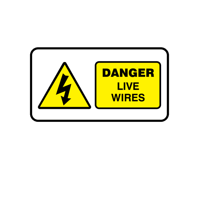 Midi Super Stick Danger Live Wires - Electrical Warning Labels
