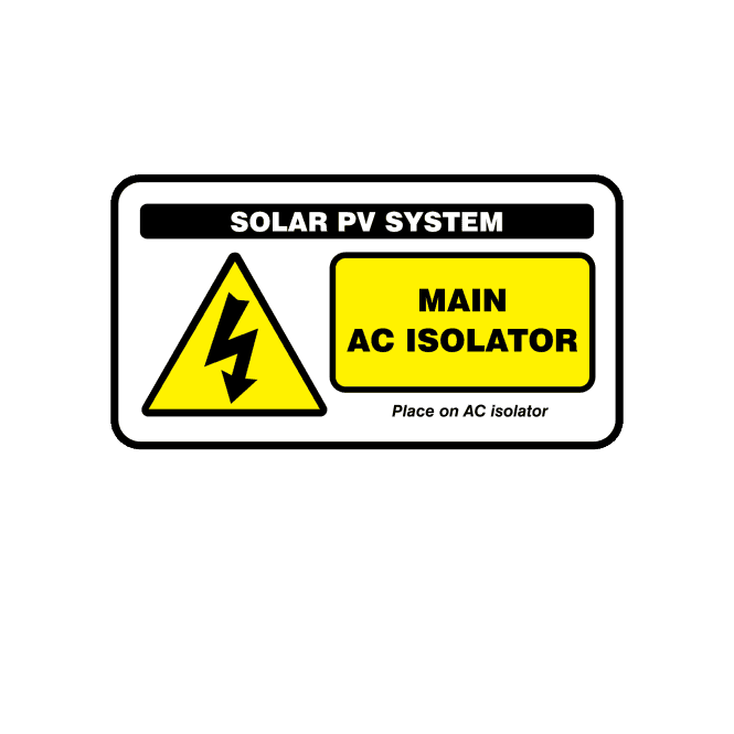 Midi Super Stick Main AC Isolator - Solar PV Labels