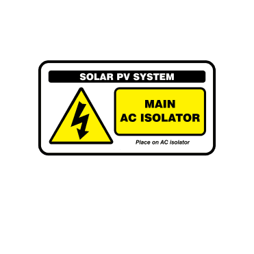 Midi Super Stick Main AC Isolator - Solar PV Labels