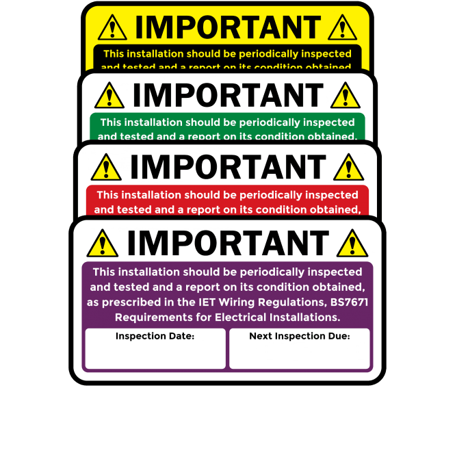 Midi Super Stick Periodic Inspection Labels - Choice of Colours