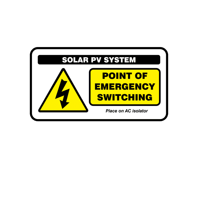 Midi Super Stick Point of Emergency Switching - Solar PV Labels
