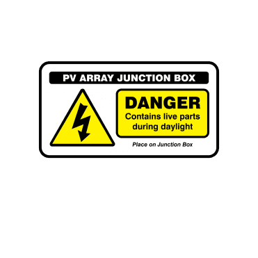 Midi Super Stick PV Array Junction Box - Solar PV Labels
