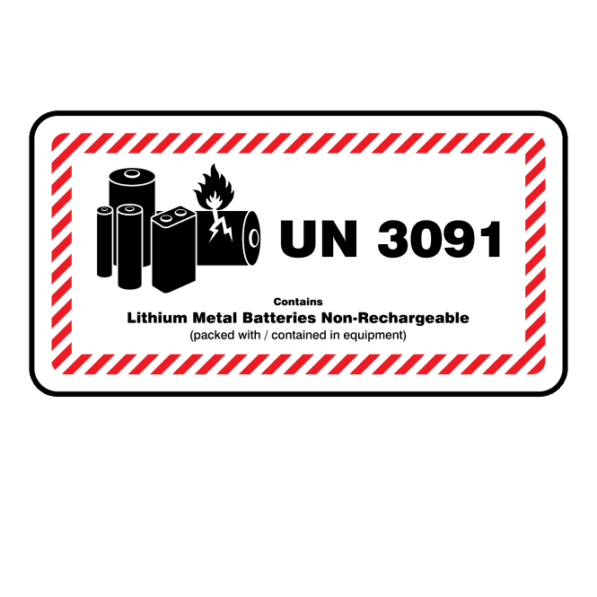 Midi UN 3091 Lithium Metal Battery Labels