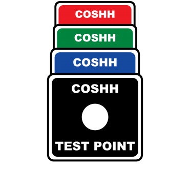 Mini Size COSHH Test Point Labels. Choice of colours