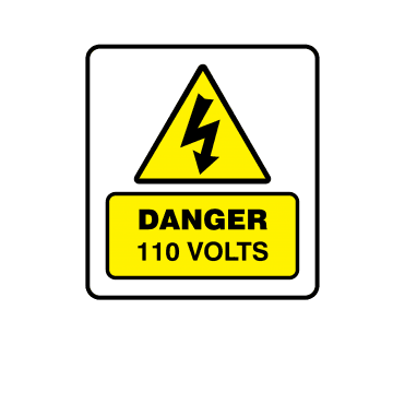 Mini Super Stick Danger 110 Volts - Electrical Warning Labels