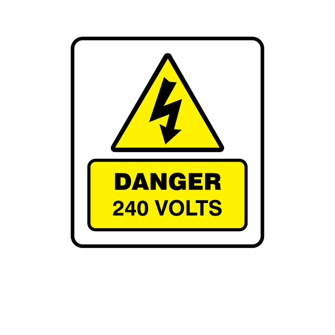 Mini Super Stick Danger 240 Volts - Electrical Warning Labels