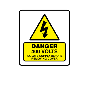 Mini Super Stick Danger 400 Volts Isolate Supply Before Removing Cover - Electrical Warning Labels