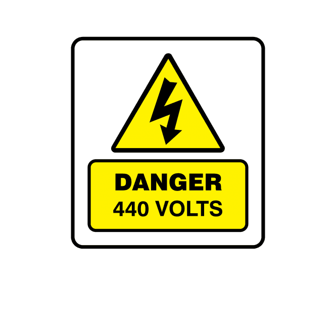Mini Super Stick Danger 440 Volts - Electrical Warning Labels