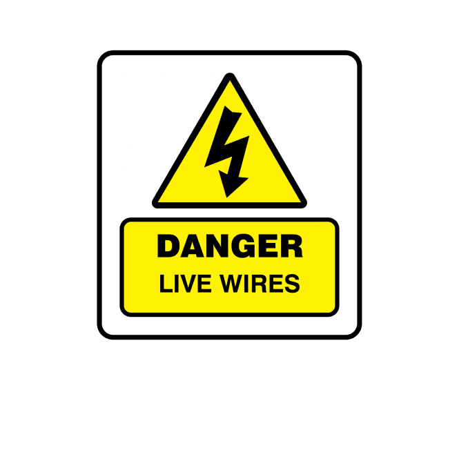 Mini Super Stick Danger Live Wires - Electrical Warning Labels