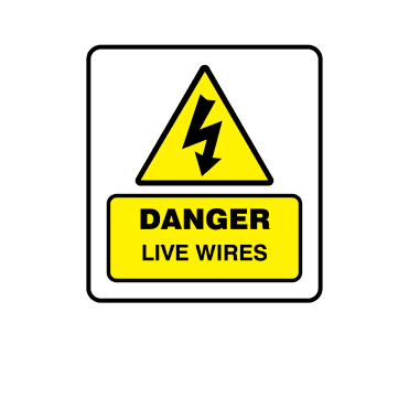 Mini Super Stick Danger Live Wires - Electrical Warning Labels