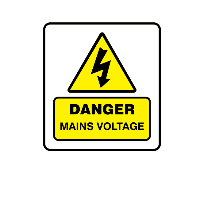 Mini Super Stick Danger Mains Voltage - Electrical Warning Labels