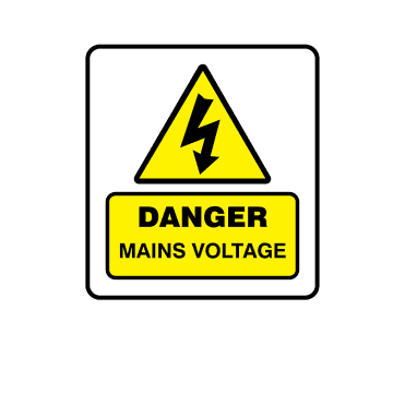 Mini Super Stick Danger Mains Voltage - Electrical Warning Labels