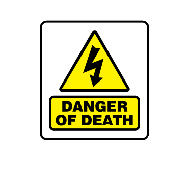 Mini Super Stick Danger of Death - Electrical Warning Labels