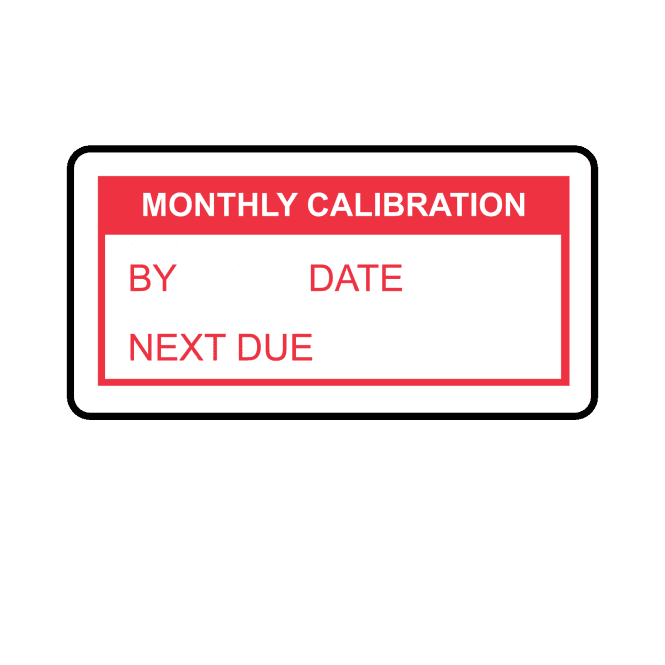 Monthly Calibration Labels in Red