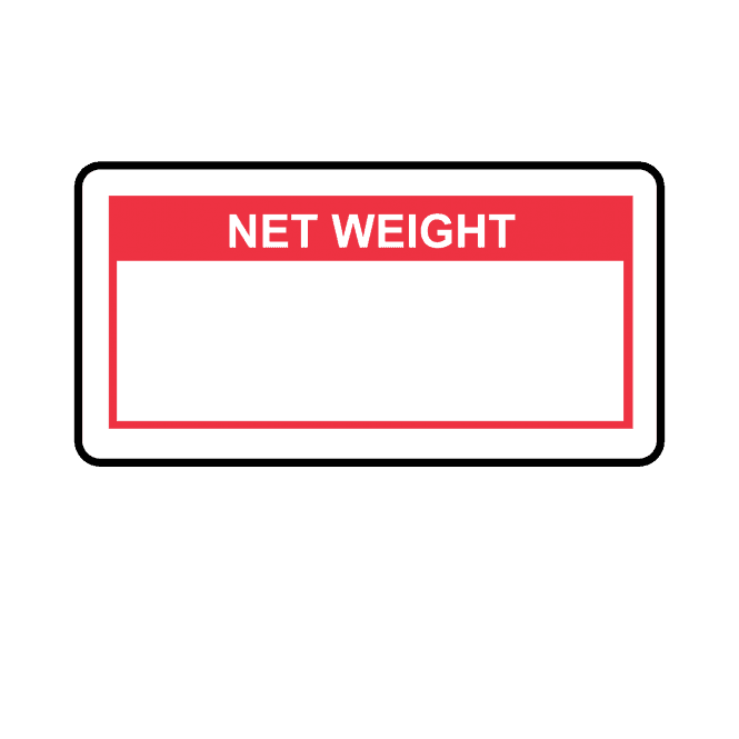 Net Weight Labels in Red