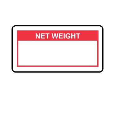 Net Weight Labels in Red