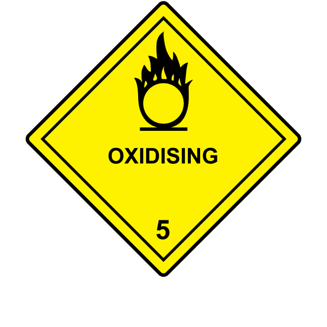 Oxidising 5 Labels - Hazard Warning Diamonds