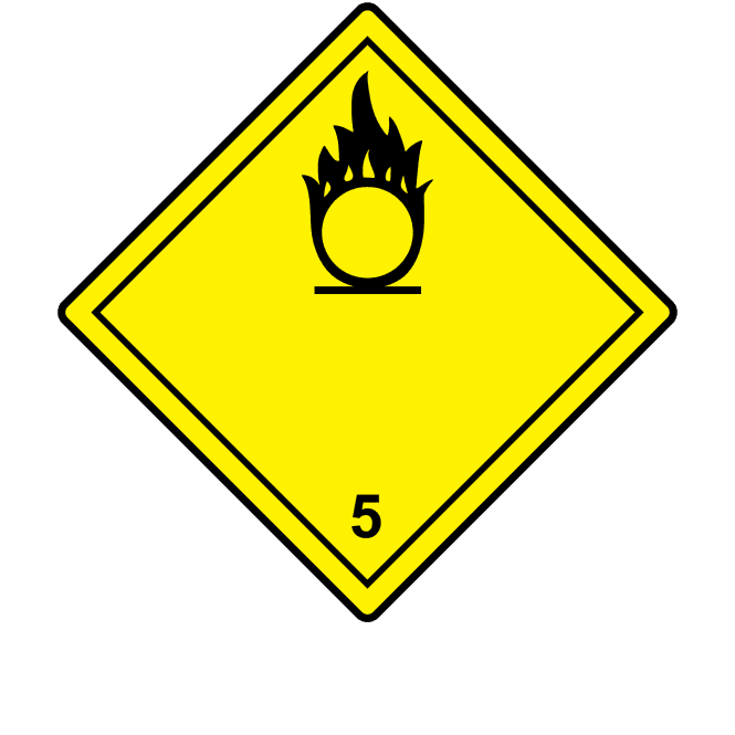 Oxidising 5 Labels, No Text - Hazard Warning Diamonds
