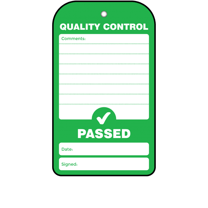 Passed Quality Control Tag - Tear Resistant & Waterproof