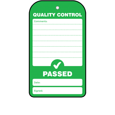 Passed Quality Control Tag - Tear Resistant & Waterproof