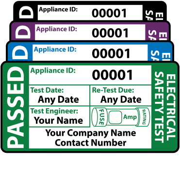 Personalised Standard 3rd Edition Passed PAT Test Labels. Choice of Colours