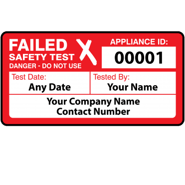 Personalised 4th/5th Edition Failed PAT Test Labels in Red