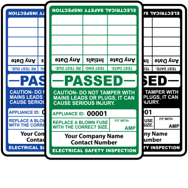 Personalised Cable Wrap PAT Test Labels for Portable Appliance Testing